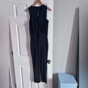 RW&CO. Black Sleeveless V-Neck Jumpsuit